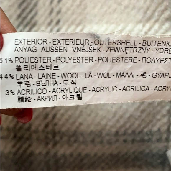 Zara hooded coat charcoal white beige plaid VGUC - Picture 6 of 8